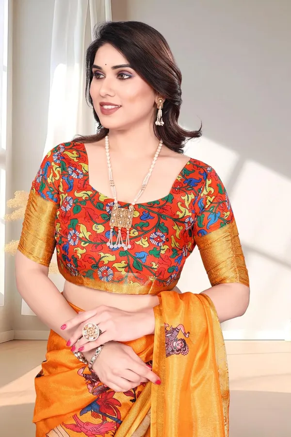 Orange_Silk_Blend_Printed_Dola_Silk_Saree_For_Women