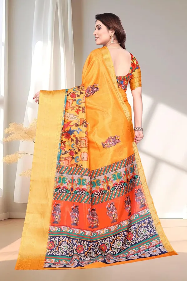 Orange_Silk_Blend_Printed_Dola_Silk_Saree_For_Women