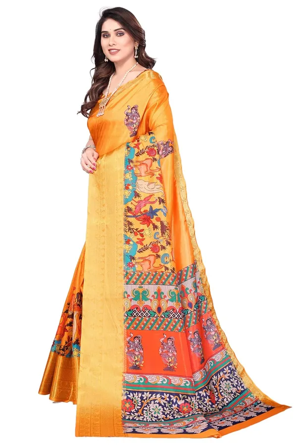 Orange_Silk_Blend_Printed_Dola_Silk_Saree_For_Women