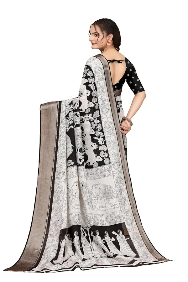 Black_And_White_Silk_Blend_Printed_Dola_Silk_Saree_For_Women