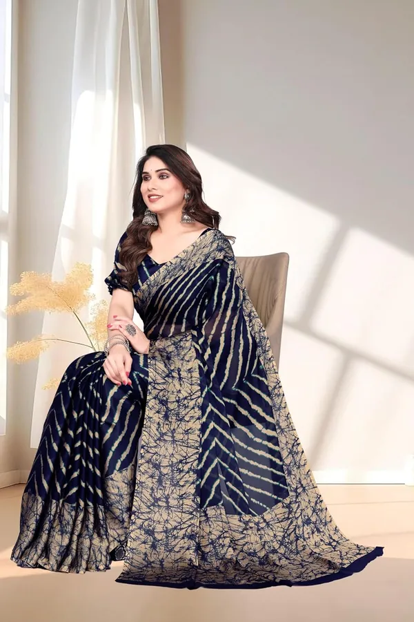 Navy_Blue_Chiffon_Leheriya_Chiffon_Saree_For_Women