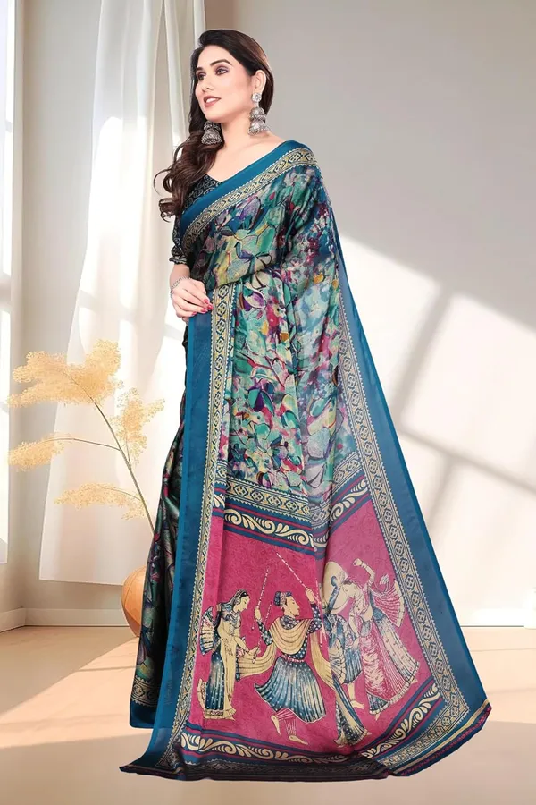 Turquoise_Chiffon_Printed_Chiffon_Saree_For_Women