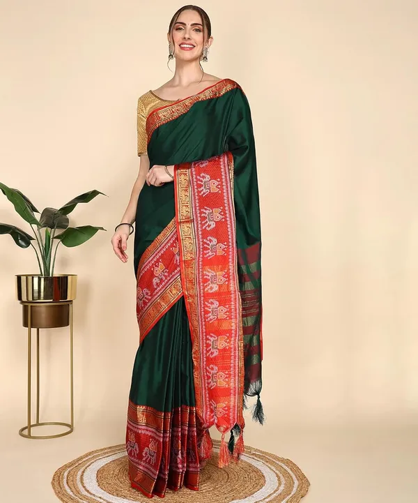 Bottle_Green_Cotton_Silk_For_Women