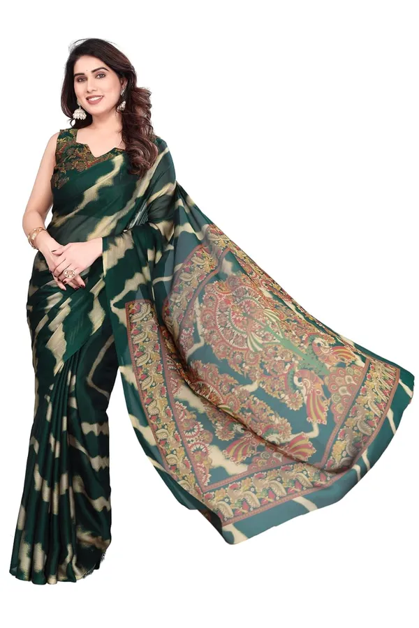 Dark_Green_Polyester_Printed_Chiffon_Saree_For_Women