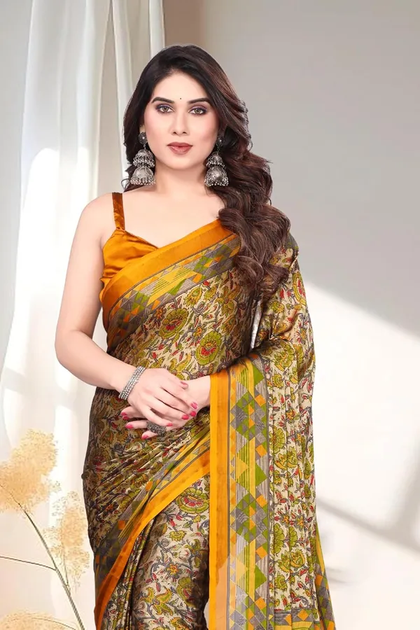 Yellow_Polyester_Kanjivaram_Cotton_Silk_Saree_For_Women