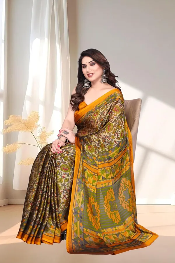 Yellow_Polyester_Kanjivaram_Cotton_Silk_Saree_For_Women