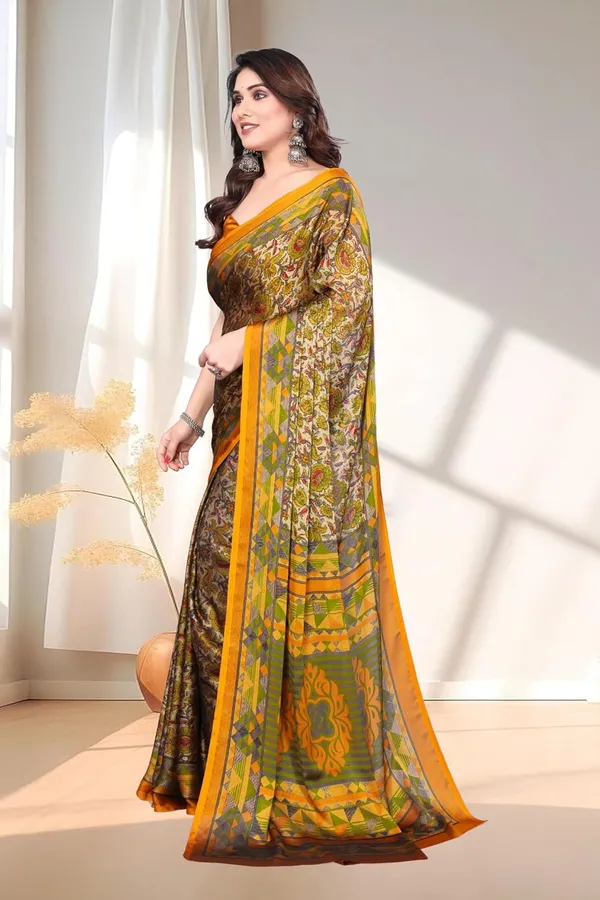 Yellow_Polyester_Kanjivaram_Cotton_Silk_Saree_For_Women