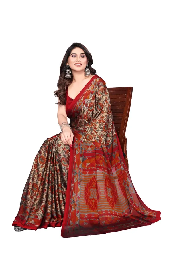 Red_Polyester_Printed_Chiffon_Saree_For_Women