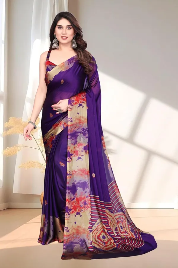 Blue_Polyester_Printed_Chiffon_Saree_For_Women