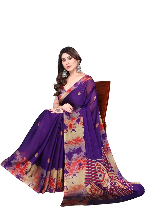 Blue_Polyester_Printed_Chiffon_Saree_For_Women