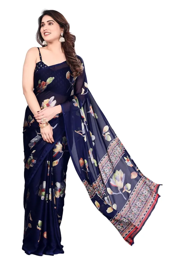 Dark_Blue_Polyester_Kerala_Kasavu_Saree_For_Women