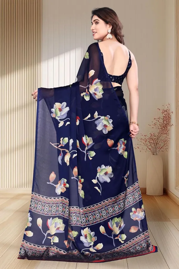 Dark_Blue_Polyester_Kerala_Kasavu_Saree_For_Women