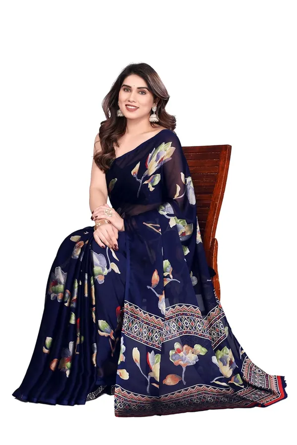 Dark_Blue_Polyester_Kerala_Kasavu_Saree_For_Women