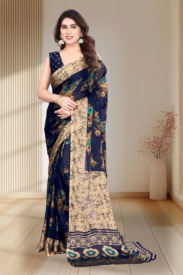 Dark_Blue_Polyester_Printed_Chiffon_Saree_For_Women
