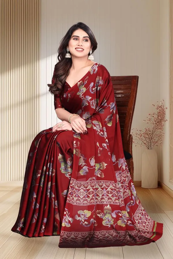 Maroon_Chiffon_Printed_Chiffon_Saree_For_Women