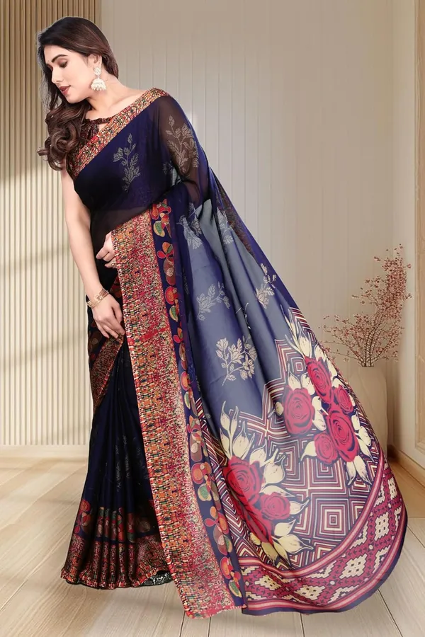Navy_Blue_Chiffon_Printed_Saree_For_Women