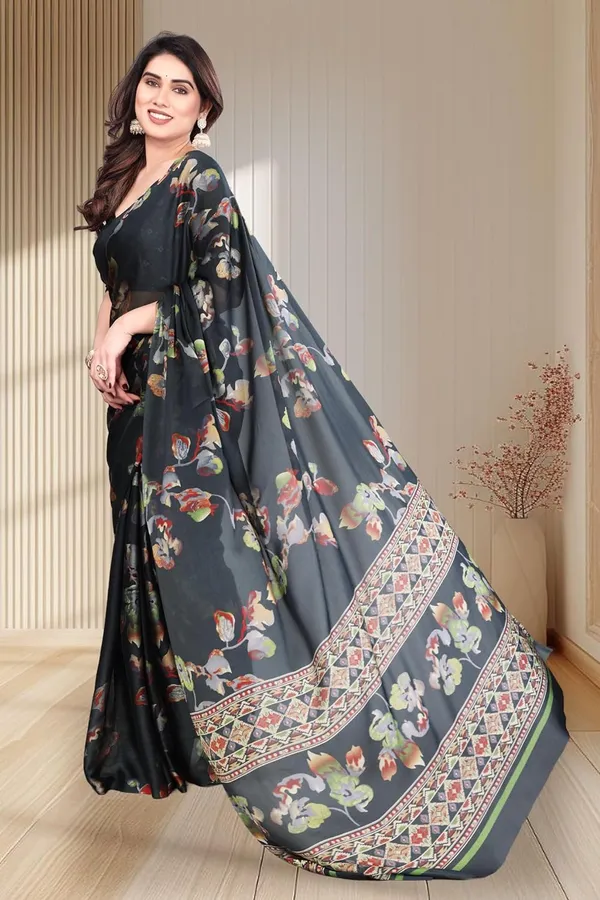 Black_Chiffon_Printed_Dola_Silk_Saree_For_Women