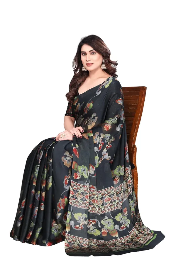 Black_Chiffon_Printed_Dola_Silk_Saree_For_Women