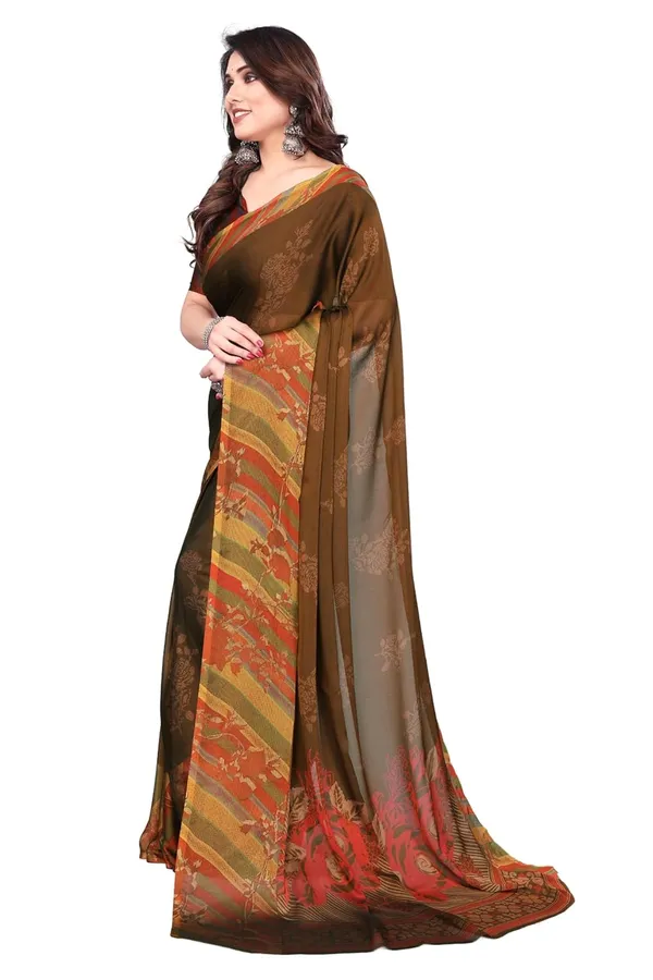 Brown_Polyester_Printed_Chiffon_Saree_For_Women