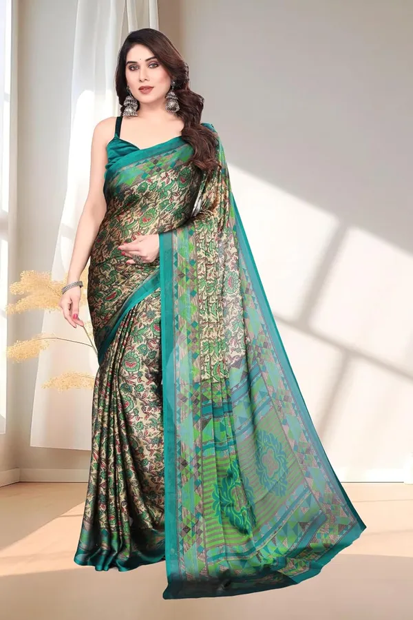 Green_Polyester_Chiffon_Georgette_Saree_For_Women