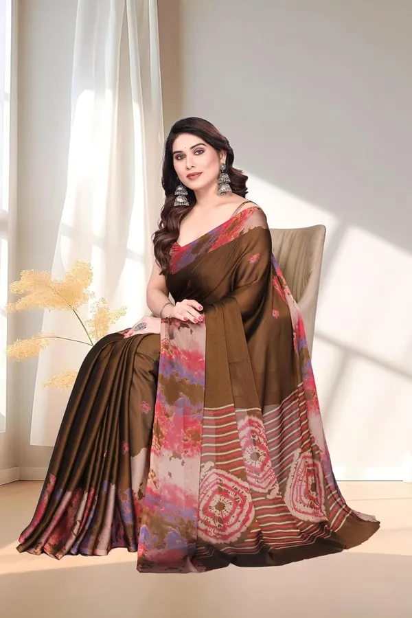Brown_Polyester_Printed_Chiffon_Saree_For_Women