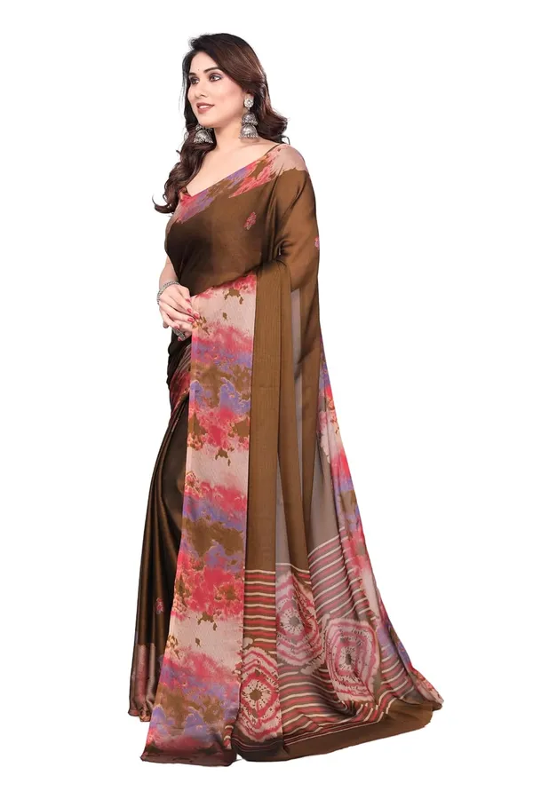 Brown_Polyester_Printed_Chiffon_Saree_For_Women