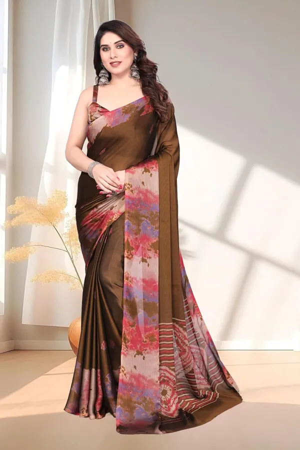 Brown_Polyester_Printed_Chiffon_Saree_For_Women