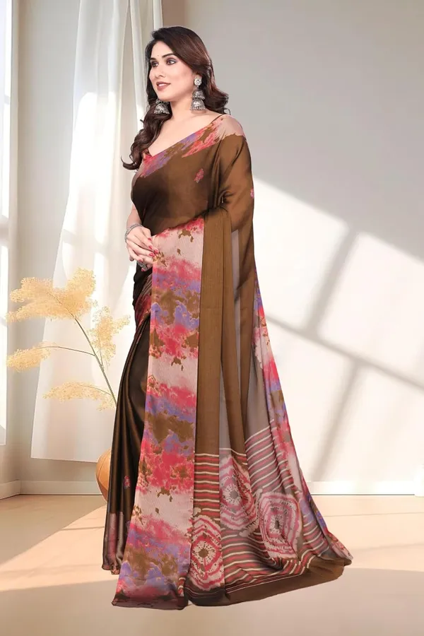 Brown_Polyester_Printed_Chiffon_Saree_For_Women