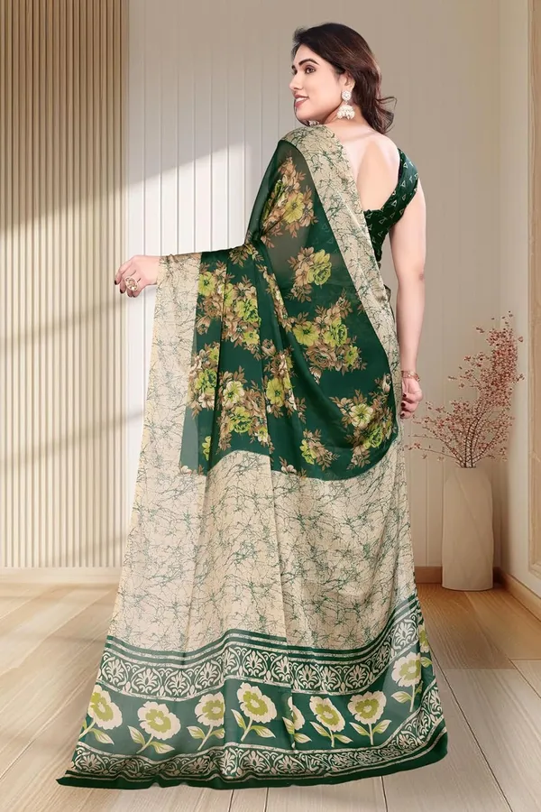 Bottle_Green_Chiffon_Printed_Chiffon_Saree_For_Women