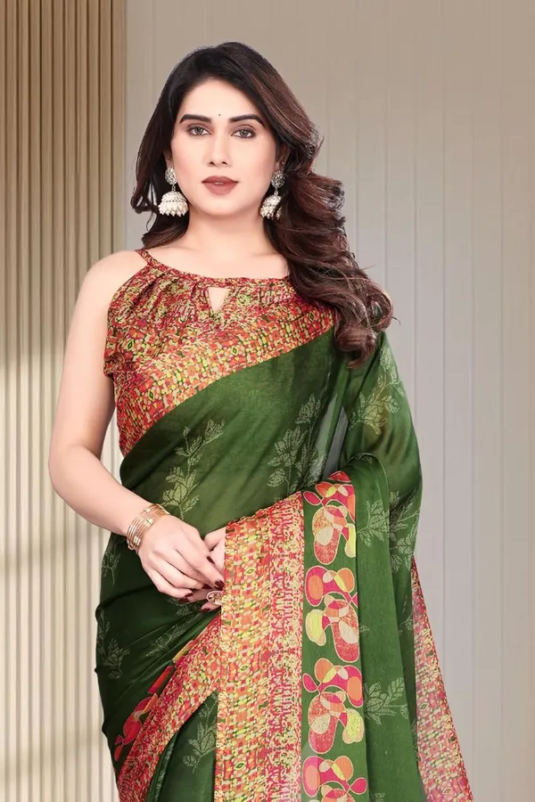 Green_Chiffon_Printed_Chiffon_Saree_For_Women