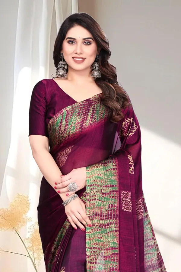 Purple_Polyester_Chiffon_Georgette_Saree_For_Women