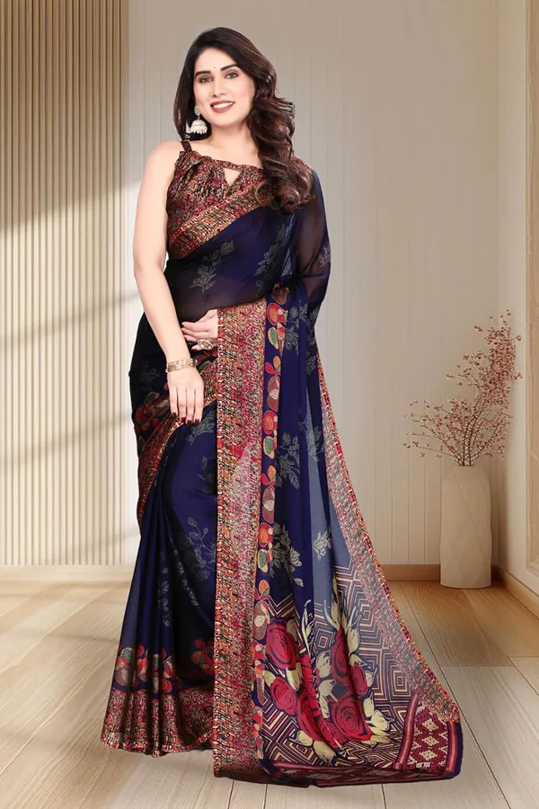 Dark_Blue_Polyester_Chiffon_Georgette_Saree_For_Women