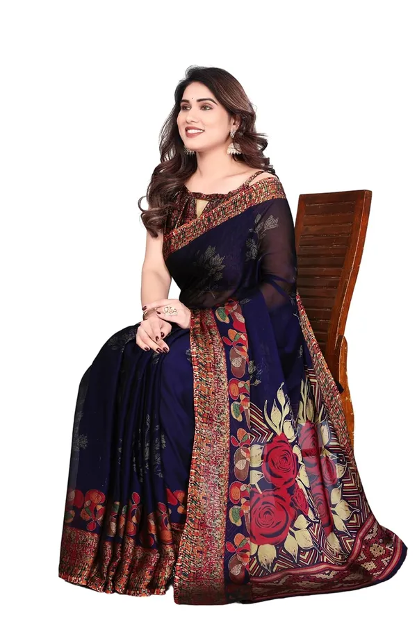 Dark_Blue_Polyester_Chiffon_Georgette_Saree_For_Women