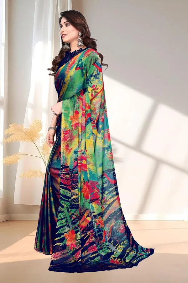 Blue_Polyester_Printed_Chiffon_Saree_For_Women