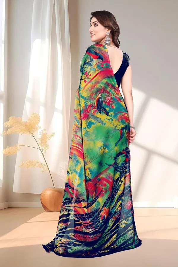 Blue_Polyester_Printed_Chiffon_Saree_For_Women