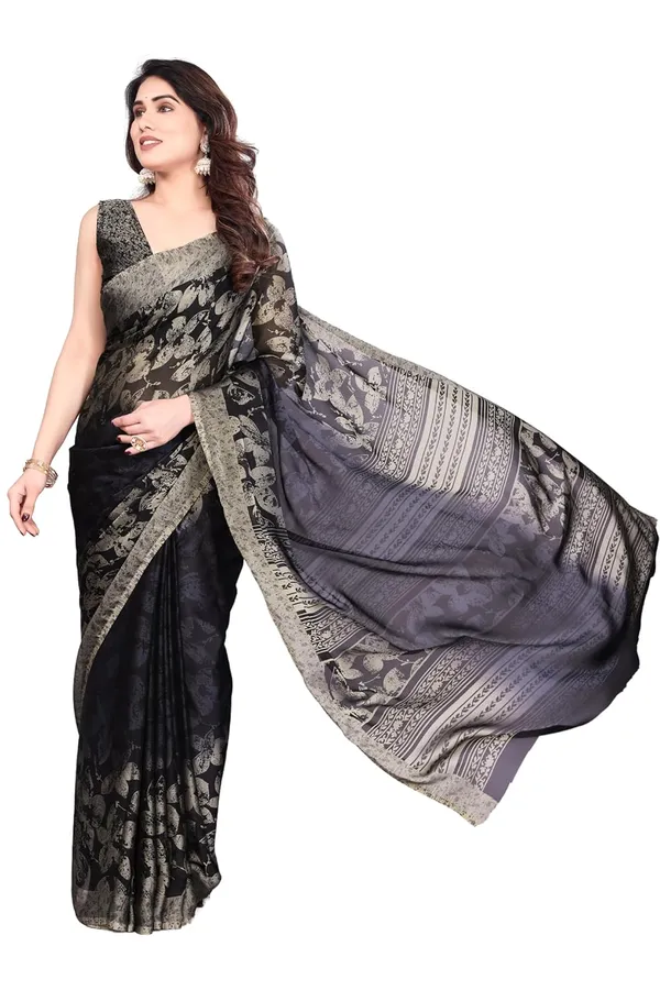 Black_Polyester_Chiffon_Georgette_Saree_For_Women