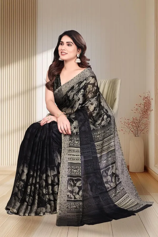 Black_Polyester_Chiffon_Georgette_Saree_For_Women