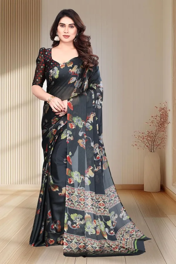Black_Polyester_Chiffon_Georgette_Saree_For_Women