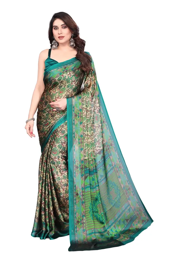 Green_Polyester_Chiffon_Georgette_Saree_For_Women