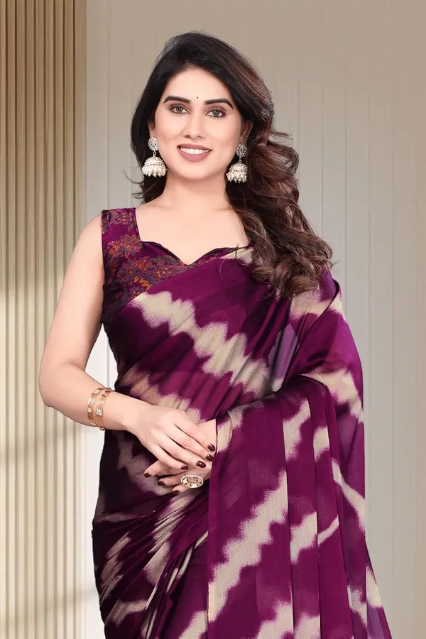 Wine_Georgette_Chiffon_Georgette_Saree_For_Women