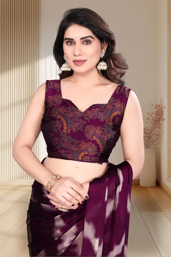 Wine_Georgette_Chiffon_Georgette_Saree_For_Women
