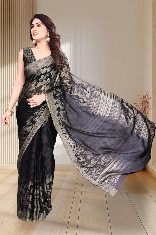 Black_Georgette_Chiffon_Georgette_Saree_For_Women