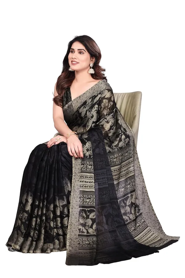 Black_Georgette_Chiffon_Georgette_Saree_For_Women