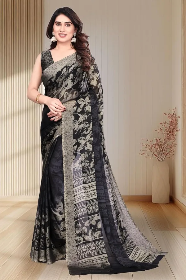 Black_Georgette_Chiffon_Georgette_Saree_For_Women