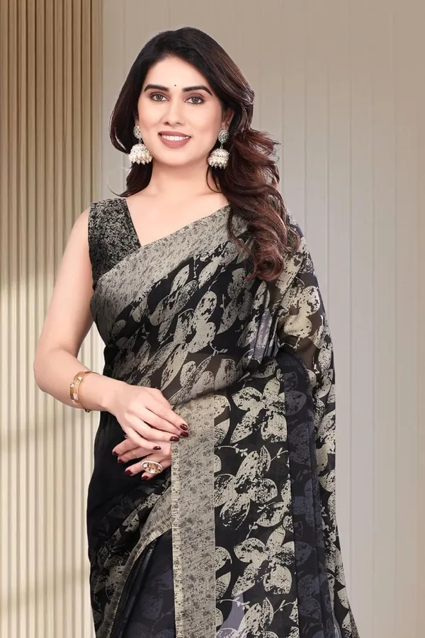 Black_Georgette_Chiffon_Georgette_Saree_For_Women