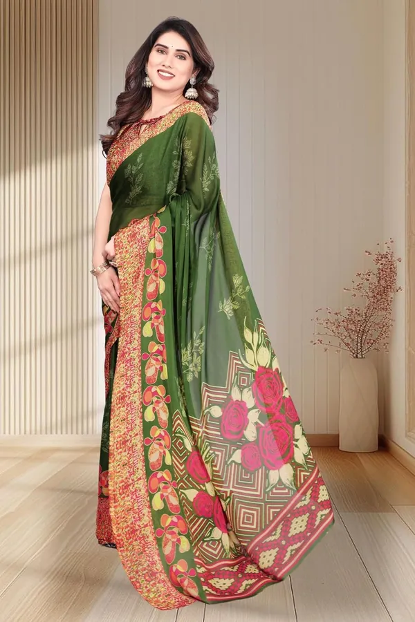 Green_Georgette_Chiffon_Georgette_Saree_For_Women