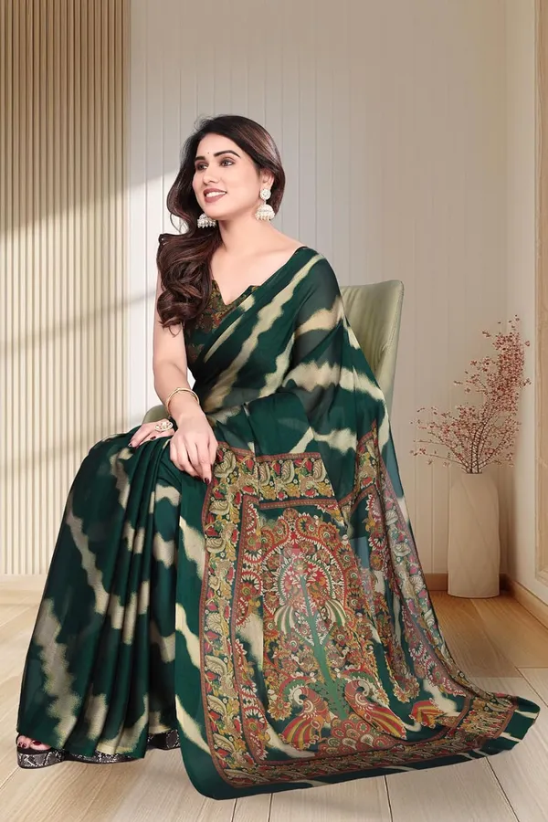 Dark_Green_Georgette_Chiffon_Georgette_Saree_For_Women