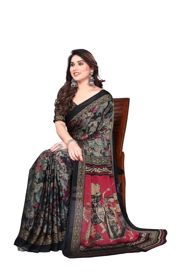 Black_Polyester_Chiffon_Georgette_Saree_For_Women