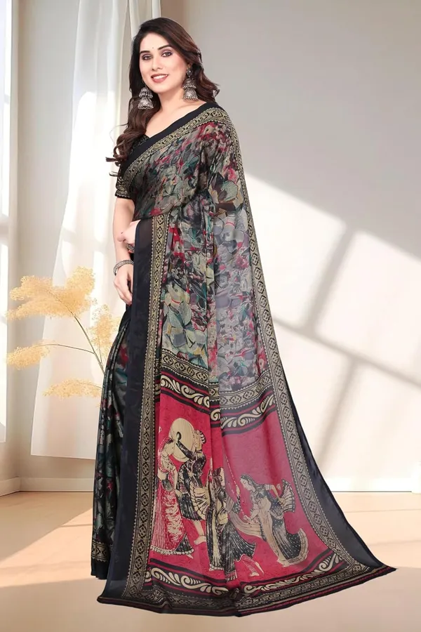Black_Polyester_Chiffon_Georgette_Saree_For_Women