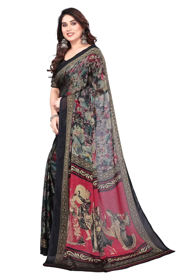 Black_Polyester_Chiffon_Georgette_Saree_For_Women